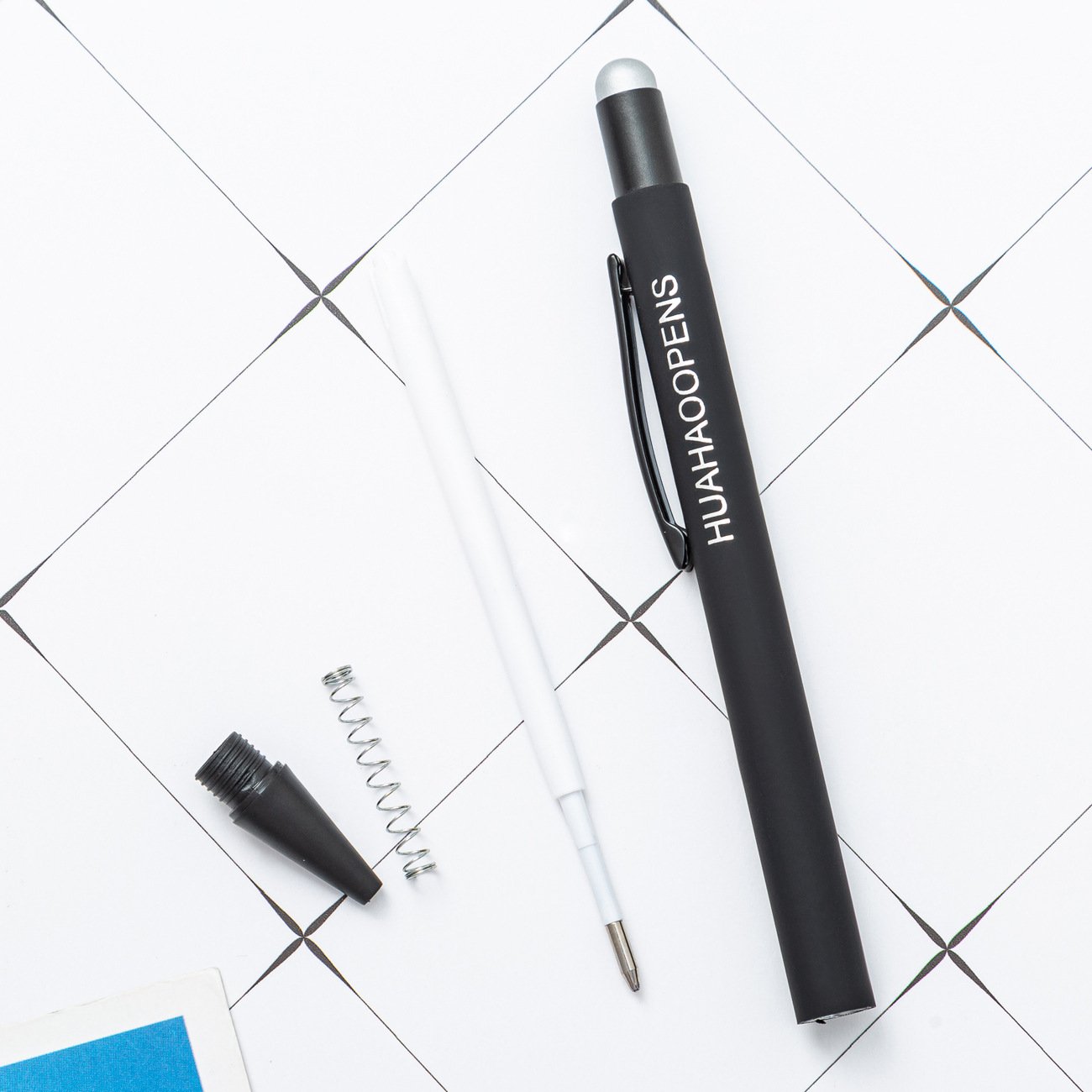 Promotional logo printed 1.0mm writing width metal ballpoint pen multi-color advertising gift stylus pen with rubber grip