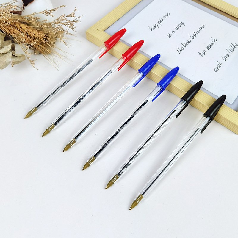 Wholesale 1.0mm Ballpoint Pen Easy To Write Plastic Pen Student School Stationery Red Blue Black Cheap Pen