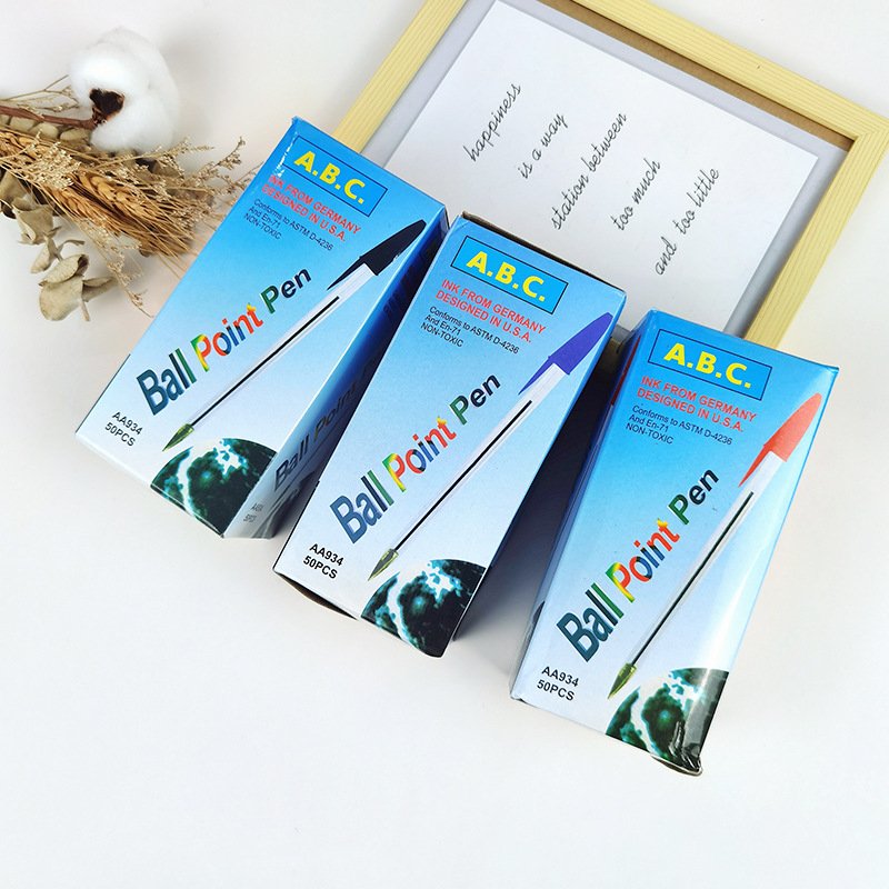 Wholesale 1.0mm Ballpoint Pen Easy To Write Plastic Pen Student School Stationery Red Blue Black Cheap Pen
