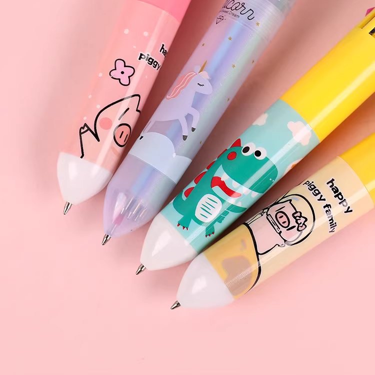 Wholesale 10 Colors in 1 Retractable Plastic Ballpoint Pen Cute ChristmasMulticolor Ball Pen