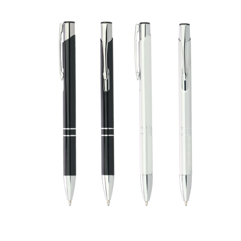 High-end Classical Aluminum Ballpoint Pen Pouch Packing Smooth Writing Black Ink Metal Pen with custom logo
