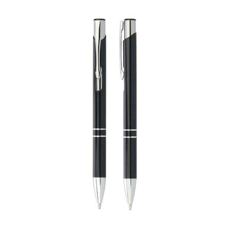 High-end Classical Aluminum Ballpoint Pen Pouch Packing Smooth Writing Black Ink Metal Pen with custom logo