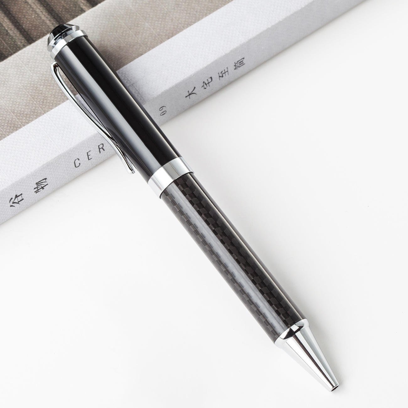 Roller Ballpoint pen logo Metal carbon fiber custom high quality 1.0mm black office and School pen Noble pen