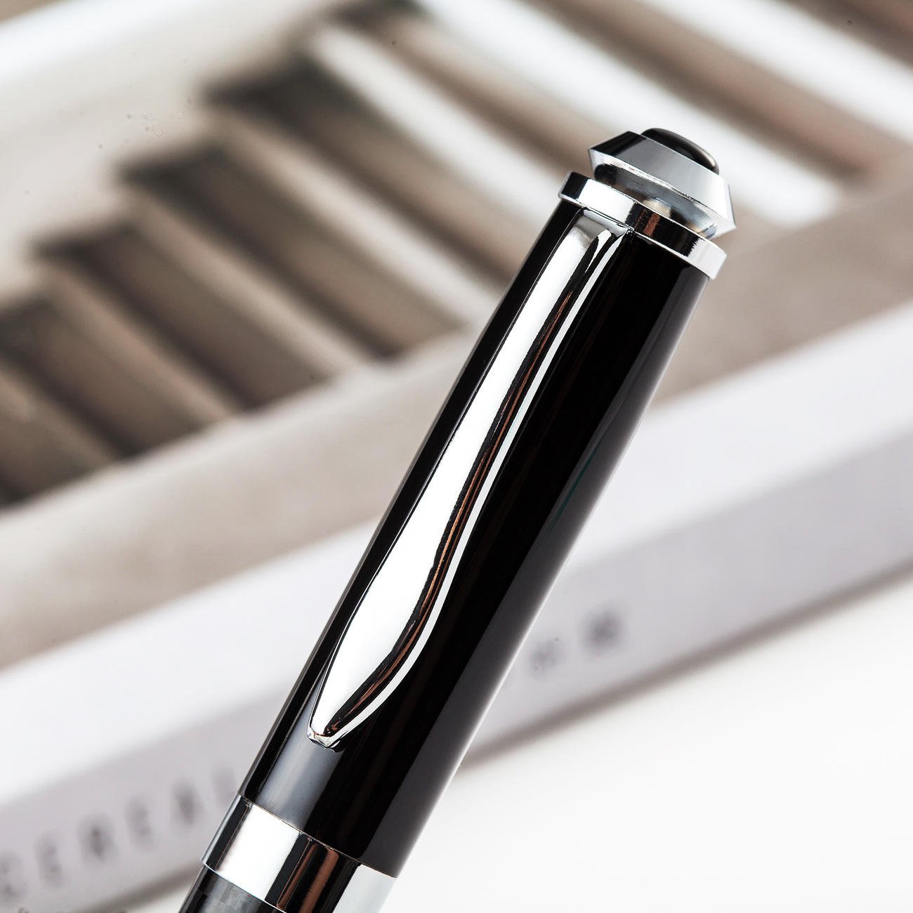 Roller Ballpoint pen logo Metal carbon fiber custom high quality 1.0mm black office and School pen Noble pen