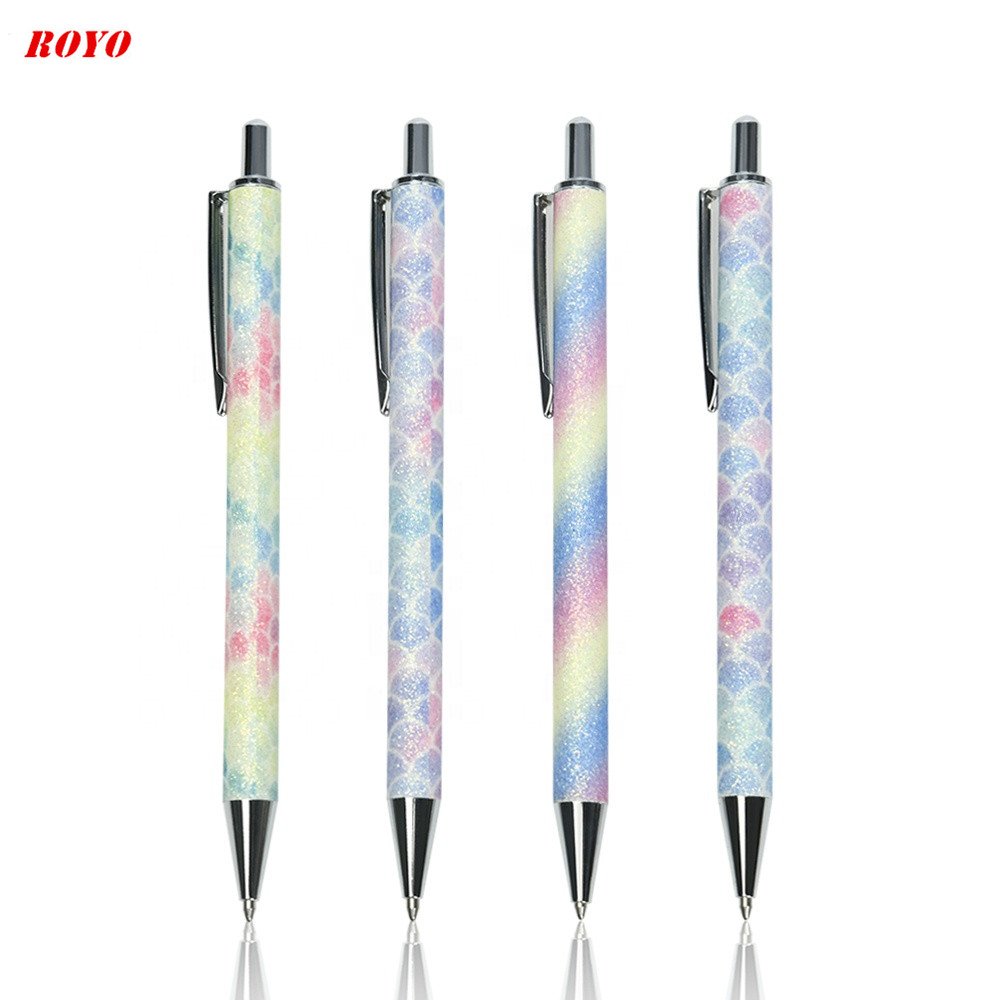 Cute Fine Office Lady Stationary Girls Ballpointpen Metal Ballpen Promotional Custom Ballpoint Pens With Gold Powder