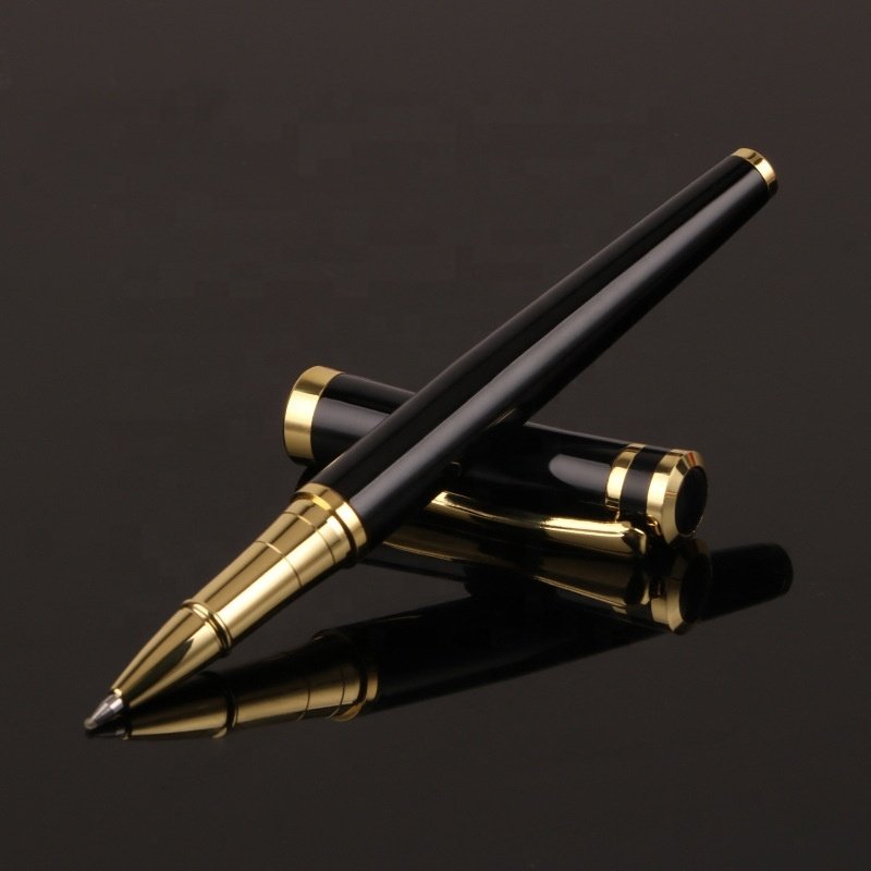 Expensive Personalised Pens Roller Ball Pen Gold Logo Metal Customize Gift Business Black Notebooks Ballpoint Pen