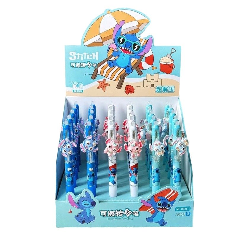 School 30pcs/box Stitch ballpoint pen, 0.5mm erasable blue stitch pen, Stationary erasable black ballpoint pen
