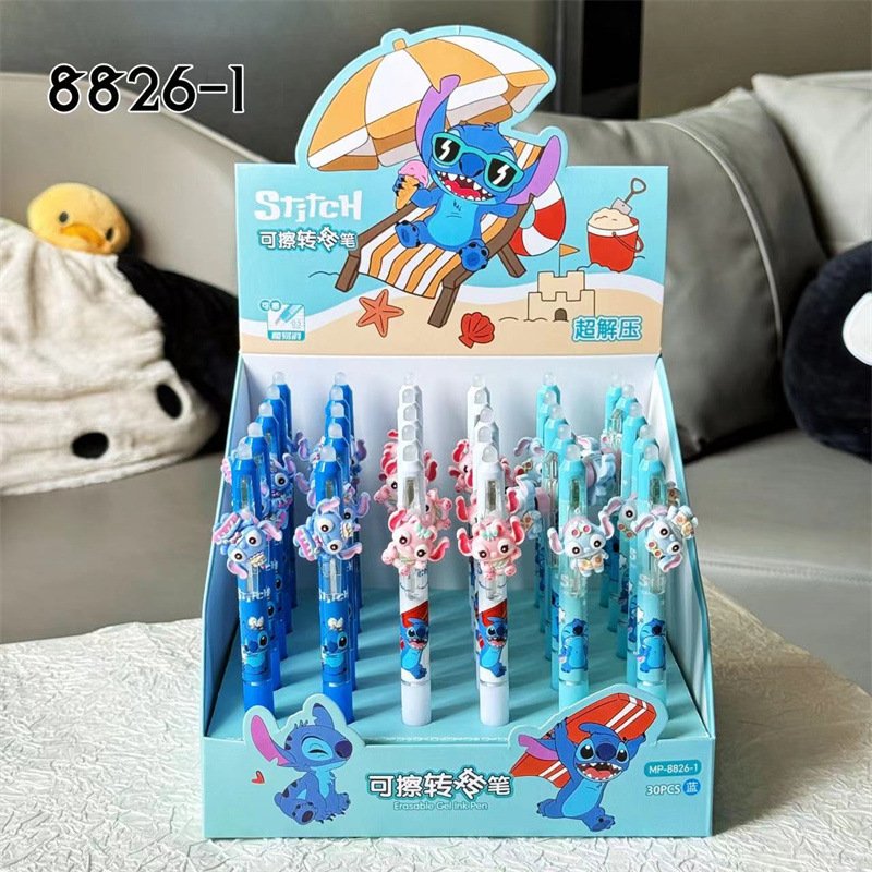 School 30pcs/box Stitch ballpoint pen, 0.5mm erasable blue stitch pen, Stationary erasable black ballpoint pen