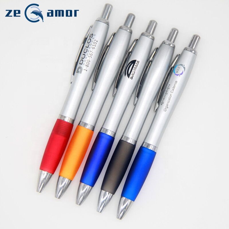 WholesalPluma Classic top selling parker refill 0.7mm 1.0mm metal clip silver trim blue plastic promotional items with logo pens