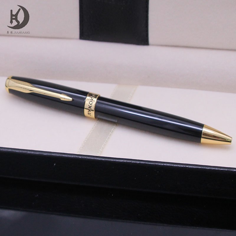 388 Premium Luxury quality Black and gold color customized design metal ballpoint pen engraving custom logo twist action pen