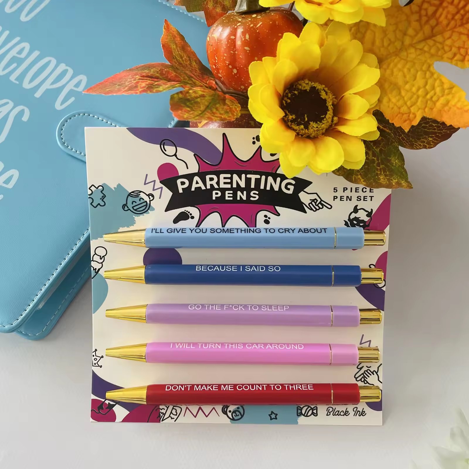 5Pcs Colorful Ink Funny Motivational Gifts Creative Stationery Nurse Themed Vibrant Funny Quotes Daily Push Nurse Pen Set