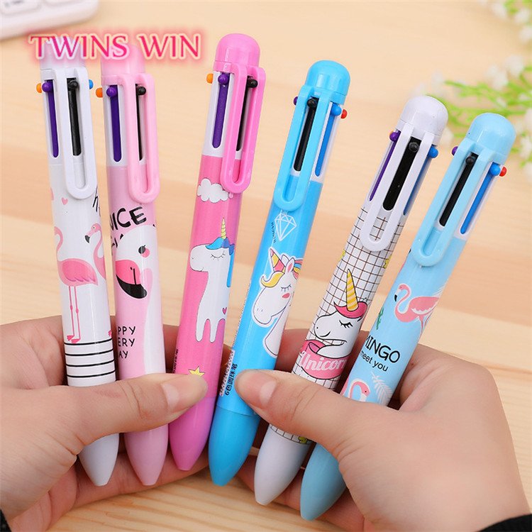 High Quality Beautiful ball point pen environmental protection 6 color pen for girls learn 526