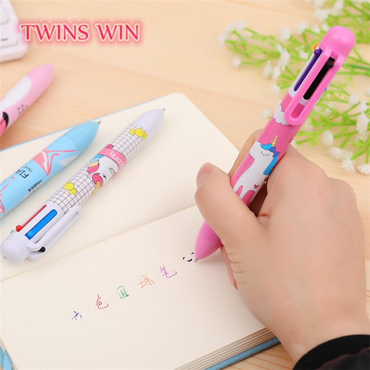 High Quality Beautiful ball point pen environmental protection 6 color pen for girls learn 526