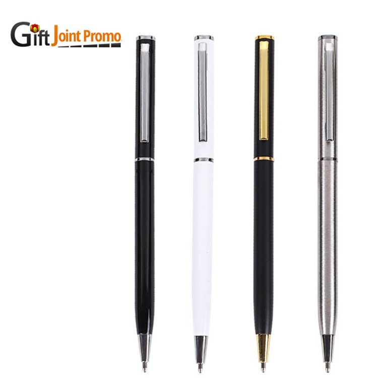 Wholesale Luxury Metal Ball Pen High Quality Metal Slim Hotel Ballpoint Pen Customized LOGO Heavy Engraving Ball Pens