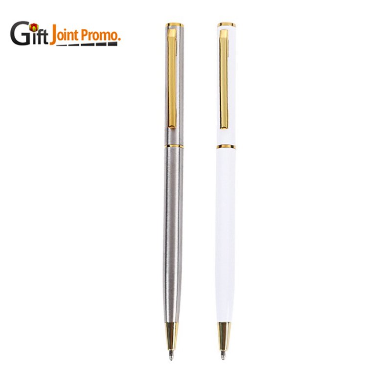 Wholesale Luxury Metal Ball Pen High Quality Metal Slim Hotel Ballpoint Pen Customized LOGO Heavy Engraving Ball Pens