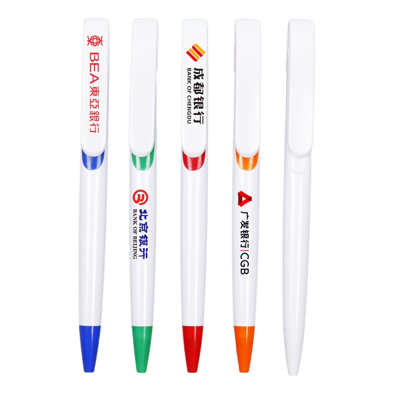customized promotional branded plastic pens white stylo ballpoint pen full color logo uv printing sublimation pens