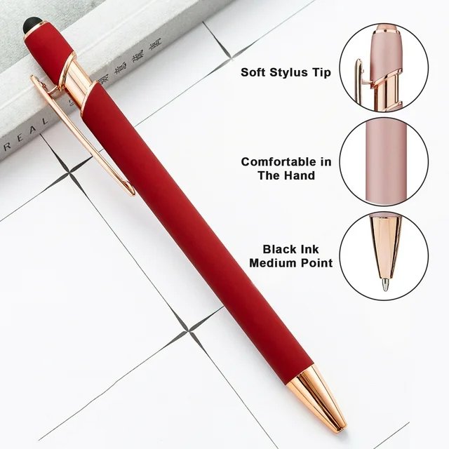 Promotional Custom 2 in 1 Capacitive Metal Ball Pen Aluminum Screen Logo engraved Rose Gold Pens With Stylus
