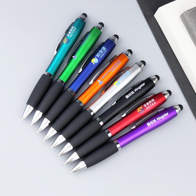 Customized Plastic Touch Screen Ballpoint Pen Novelty Push Pen Hot Selling Advertising Gift with Popular Logo Printing