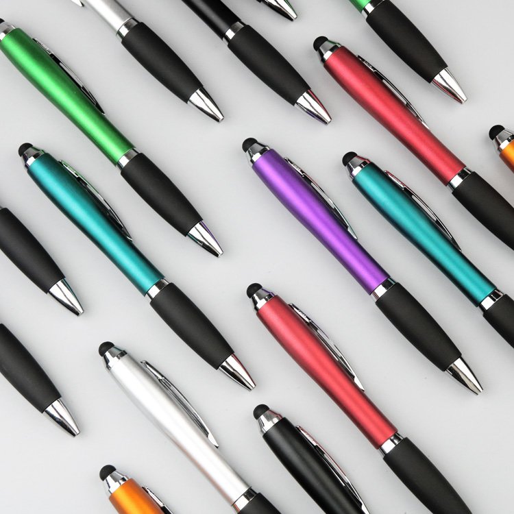 Customized Plastic Touch Screen Ballpoint Pen Novelty Push Pen Hot Selling Advertising Gift with Popular Logo Printing