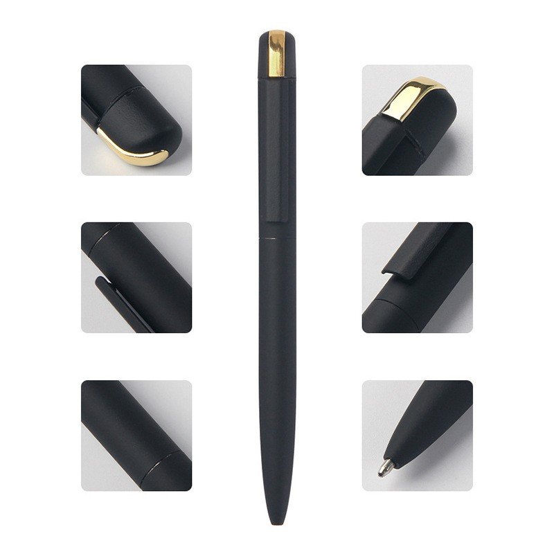 Custom logo stainless steel Twist Metal Ball Pen with Logo Printed Promotional good writing Matte Black ball Pen