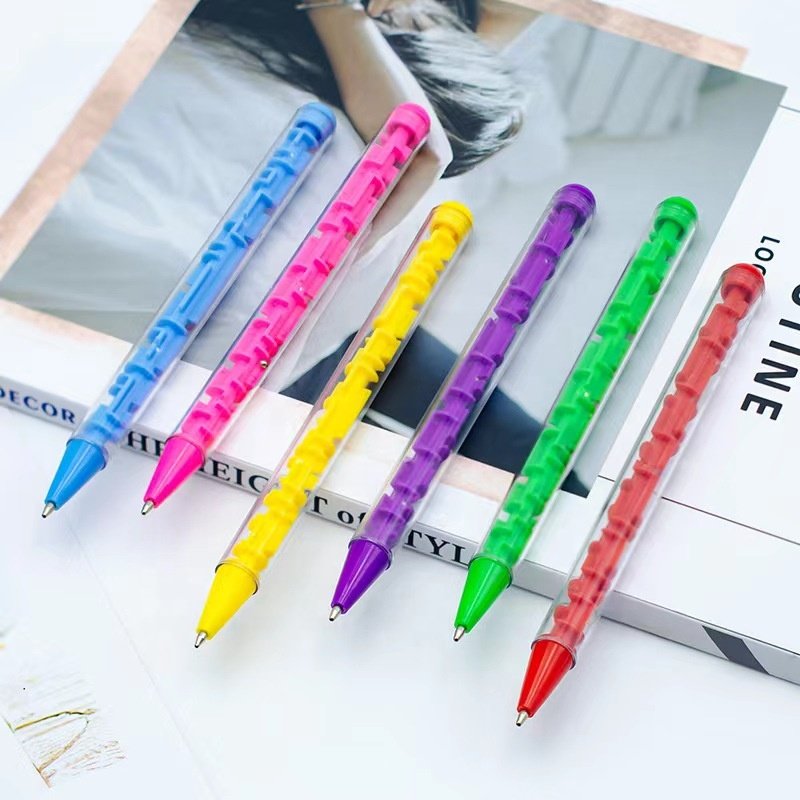 IDO Toy Promotion Pens Novelty Puzzle Labyrinth Game Custom Logo Plastic Funny Maze Ball Pen For Child