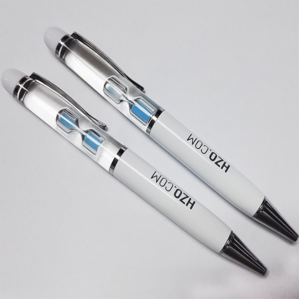 Wholesale Customized European American Standards Sandy Clock Pen Hourglass Floating Pens Sandglass Floater Metal Gift Material