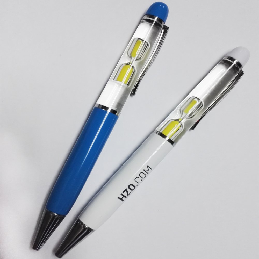 Wholesale Customized European American Standards Sandy Clock Pen Hourglass Floating Pens Sandglass Floater Metal Gift Material