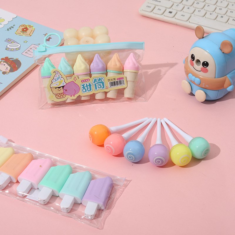 Mini Pill Highlighter Color Paintpoint Marker Pen 6 Color Set