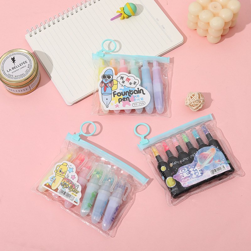 Mini Pill Highlighter Color Paintpoint Marker Pen 6 Color Set