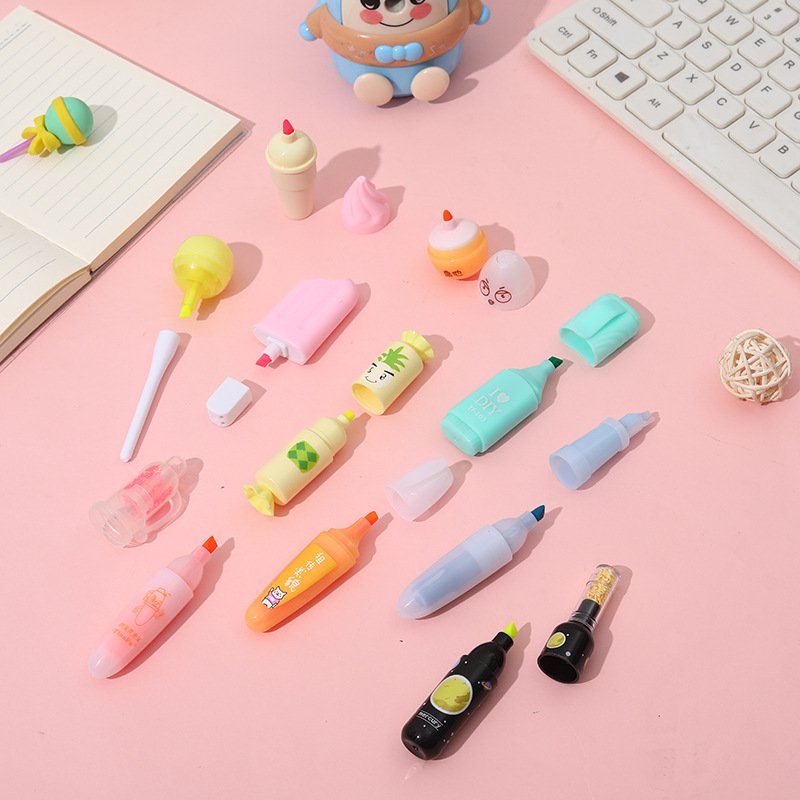 Mini Pill Highlighter Color Paintpoint Marker Pen 6 Color Set