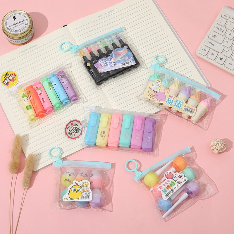 Mini Pill Highlighter Color Paintpoint Marker Pen 6 Color Set