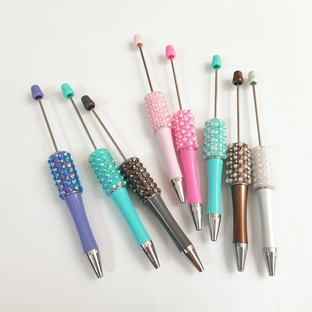 Big Pearl Bling DIY Beadable charm colorful Glitter ballpoint pen Diamond Bead gift Pen for Wedding Birthday