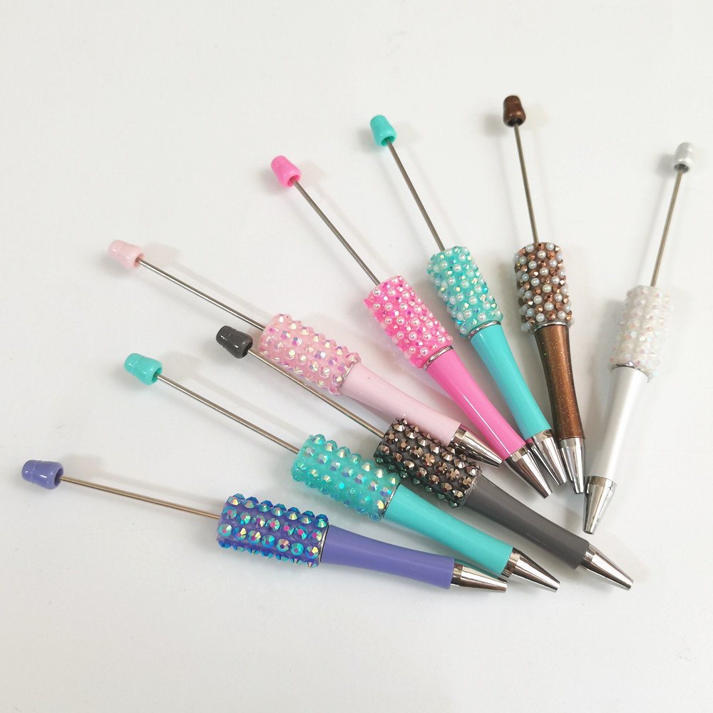 Big Pearl Bling DIY Beadable charm colorful Glitter ballpoint pen Diamond Bead gift Pen for Wedding Birthday