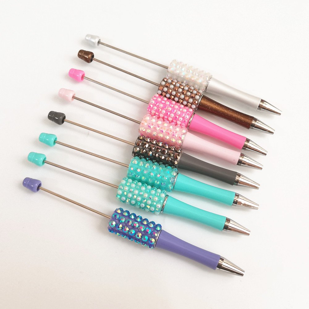Big Pearl Bling DIY Beadable charm colorful Glitter ballpoint pen Diamond Bead gift Pen for Wedding Birthday