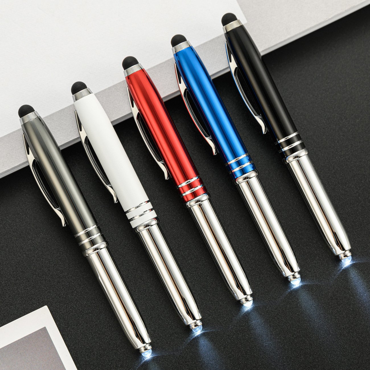 Spot metal light pen Creative advertising gift Light ballpoint pen multi-function handwriting touch screen metal LED