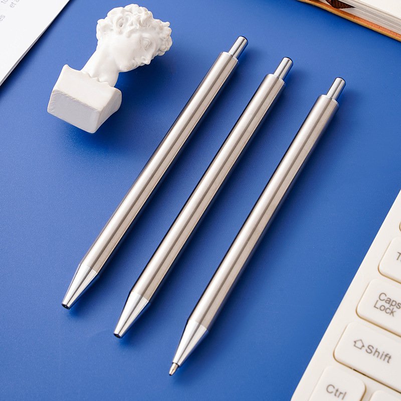 New Arrival Stainless Steel Ballpoint Pen Custom Laser Engraved Logo Click Metal Gel Pen Advertising Promotional Gift Pen