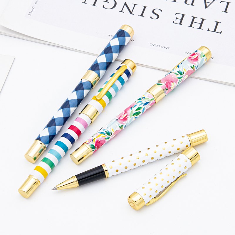 Luxury gift custom design heat transfer print metal roller pen advertising print custom logo metal roller pens