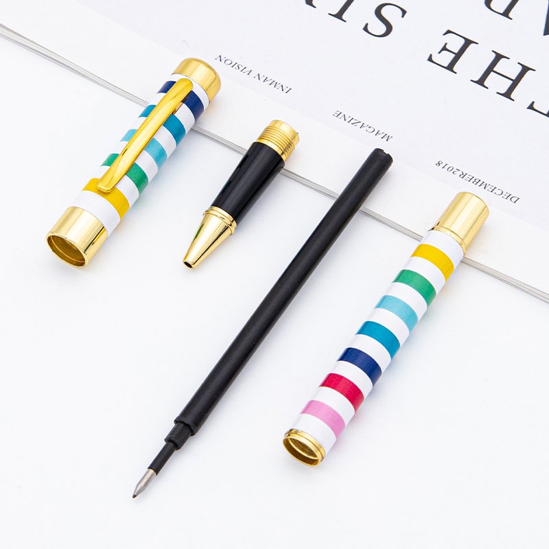 Luxury gift custom design heat transfer print metal roller pen advertising print custom logo metal roller pens