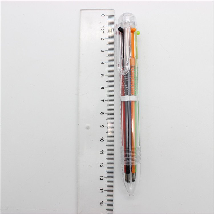 Diversified design 6 in 1 multicolor ballpoint pen transparent color refill 6 color pen