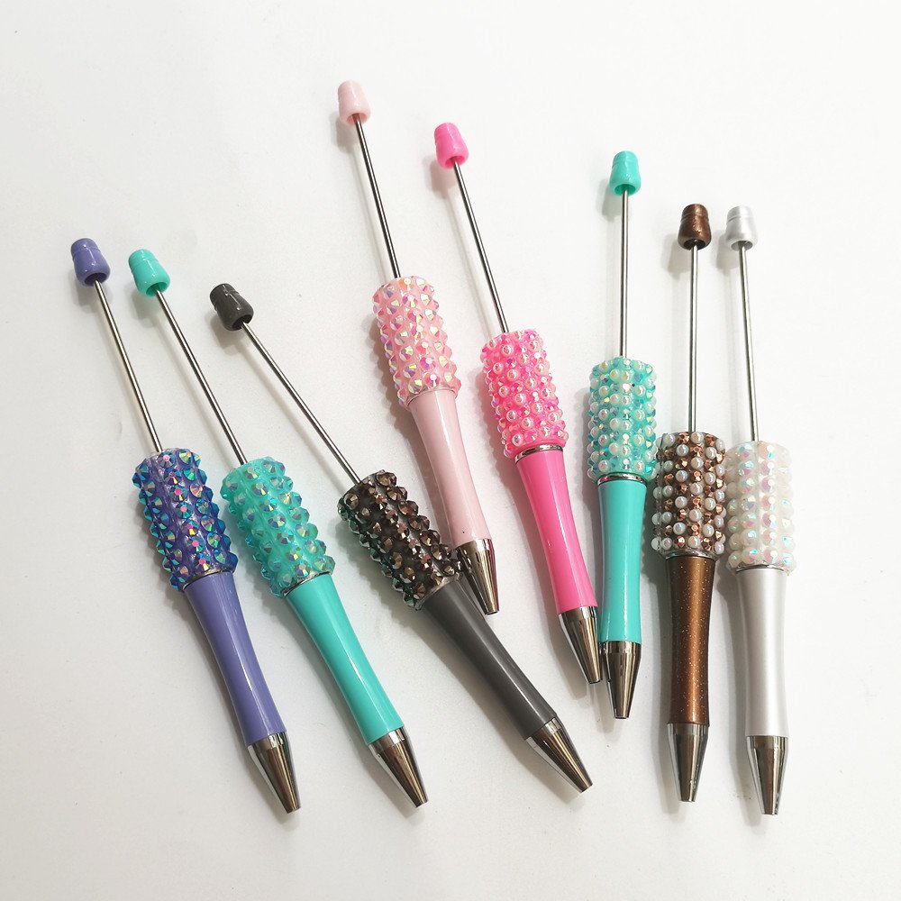 Big Pearl Bling Creativity Funny DIY handmade beads stylus pen multi-color plastic ballpoint beaded pens wholesale