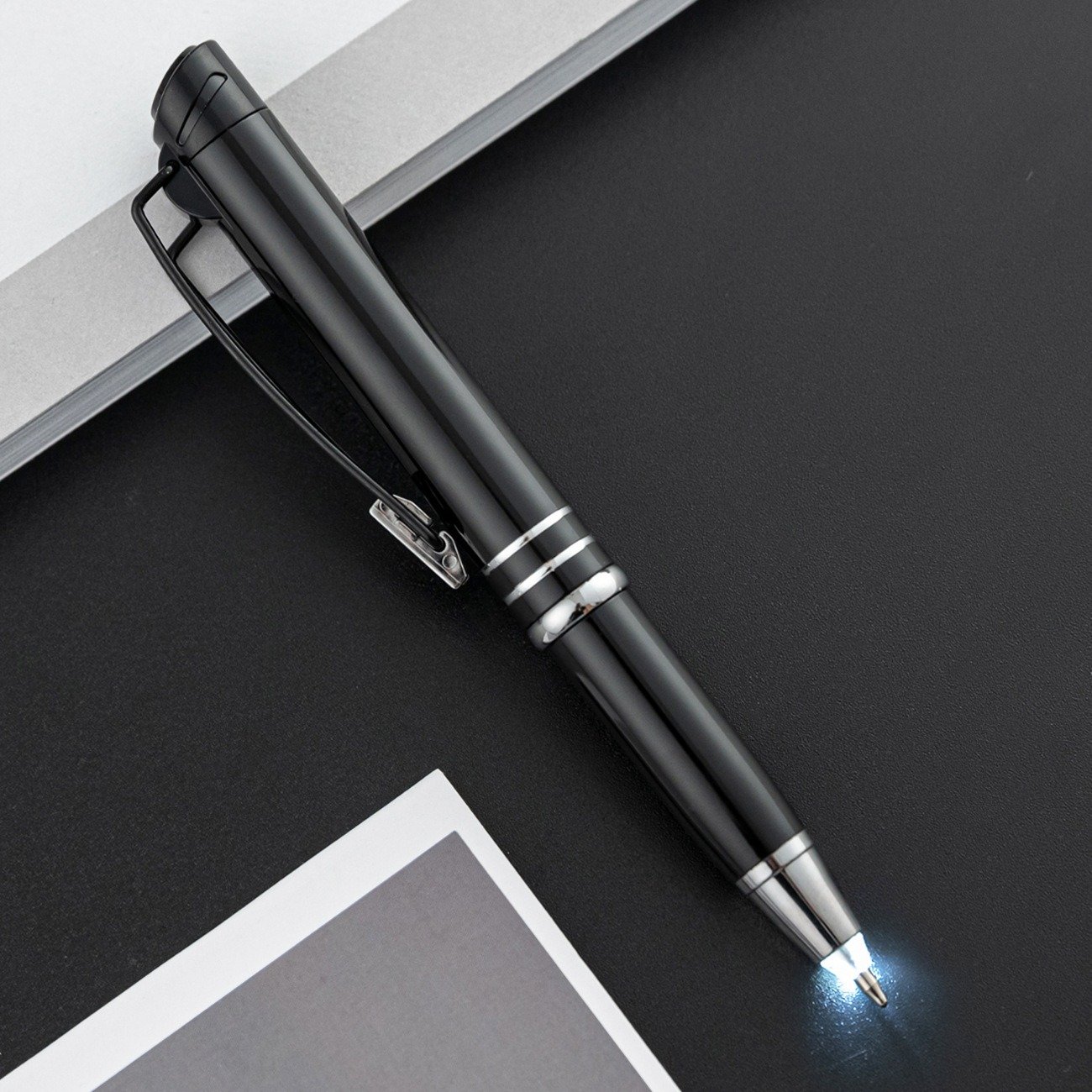NEW Multifunctional Metal Ballpoint Pen With Logo 1.0mm Metal Led Light Pen