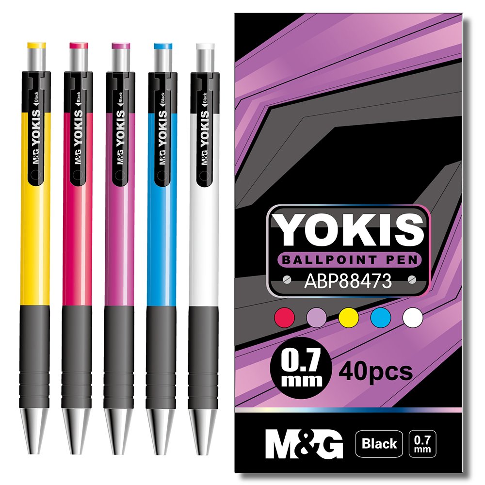 M & G Promotional Retractable Ball Pen 0.7mm Black Comfort Rubber Grip Cheap Plastic Ballpoint Pens With Custom Figure Ball Pen