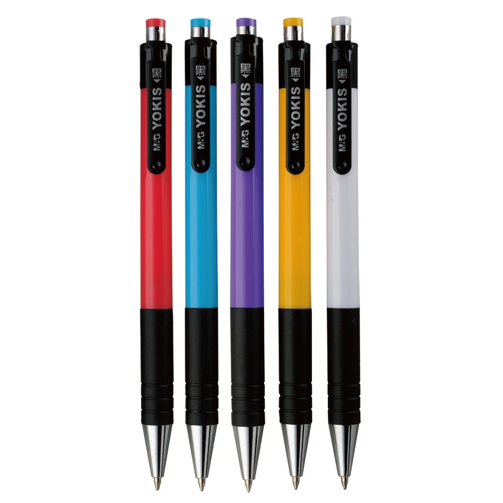 M & G Promotional Retractable Ball Pen 0.7mm Black Comfort Rubber Grip Cheap Plastic Ballpoint Pens With Custom Figure Ball Pen