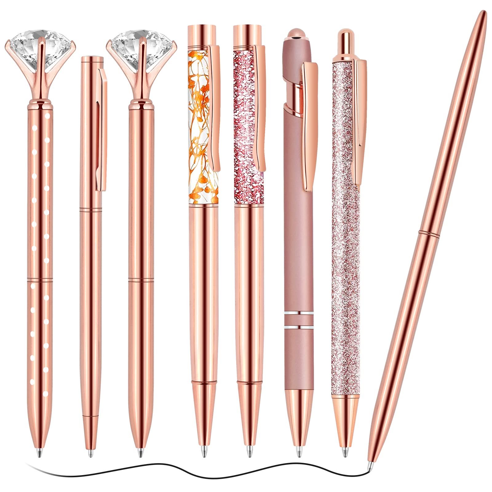 Black Ink Fine Point Kawaii Pens Set Rose Gold Ballpoint Pen 1.0mm Writing Plastic Business Office Supplies Stationery Gift