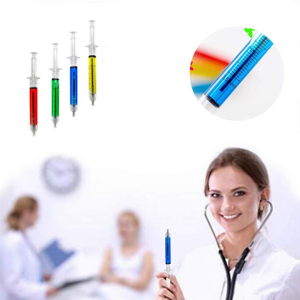 Customized Logo Printed Multi-Color Syringe Ballpoint Pen Injection Pens, Nurse Pens for School Supplies Imaginary Doctor Play