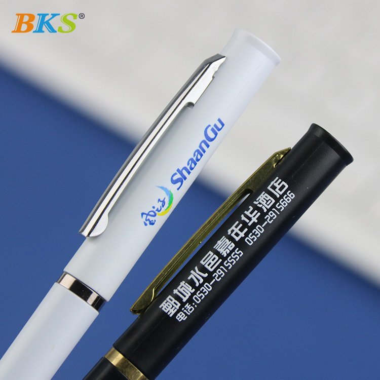 BKS Newest Black Manufacturing Click plastic Ballpoint Ball Pen With Custom Logo 1 mm Fine Point