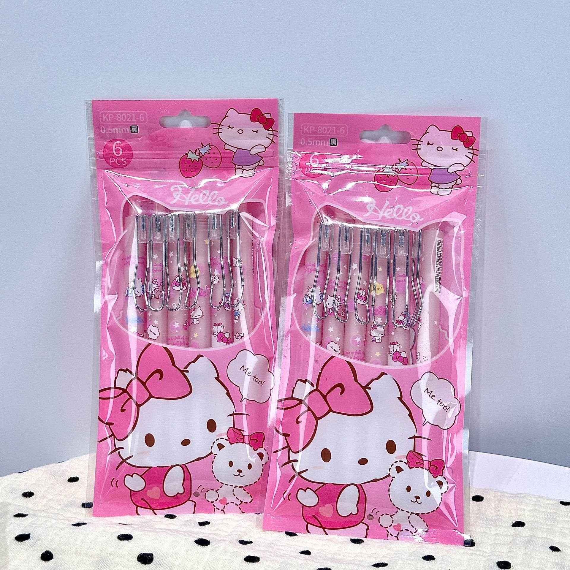 New Kuromi ballpoint pen, 0.5mm school pressing pen, 6pcs/bag KT stationary press ballpoint pen