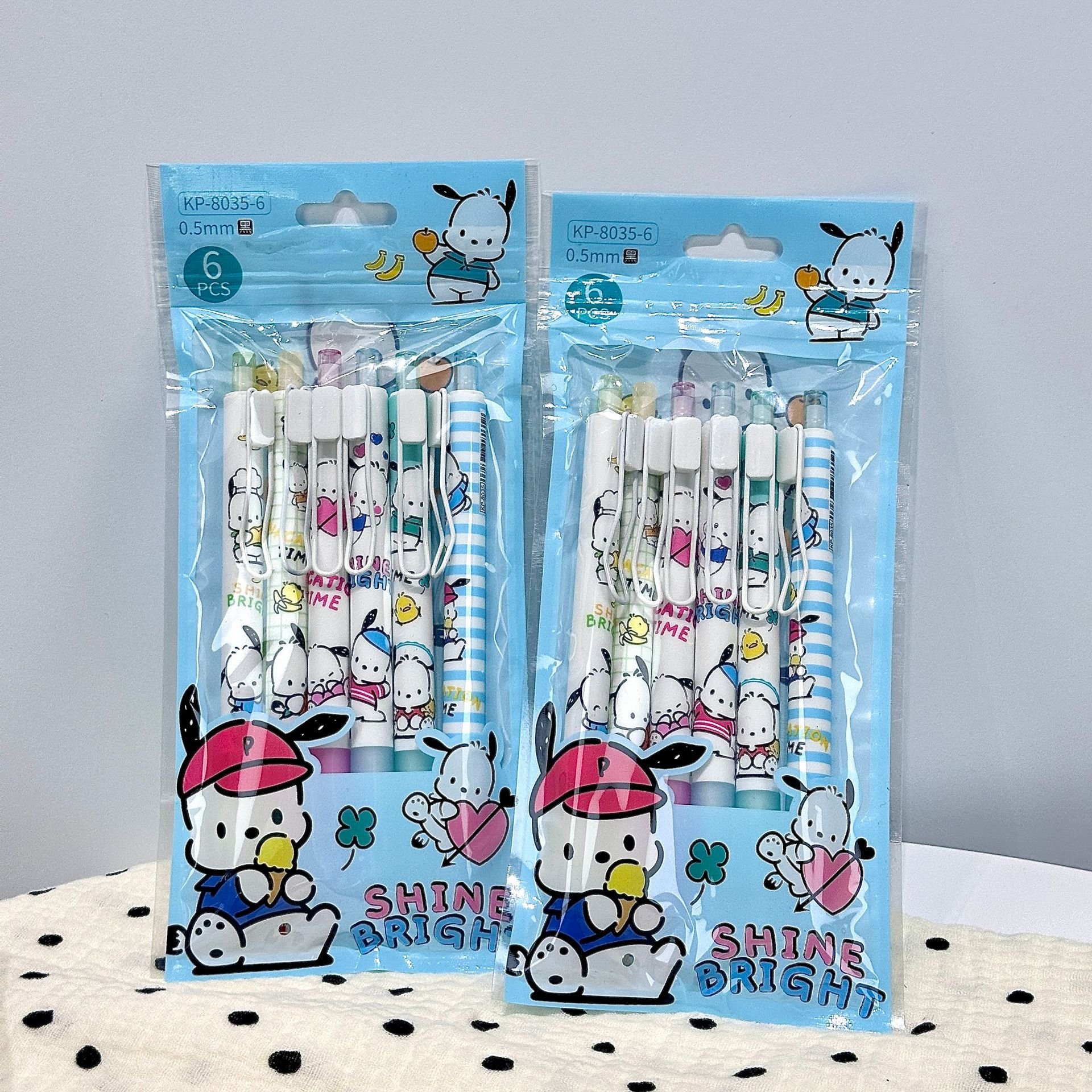 New Kuromi ballpoint pen, 0.5mm school pressing pen, 6pcs/bag KT stationary press ballpoint pen