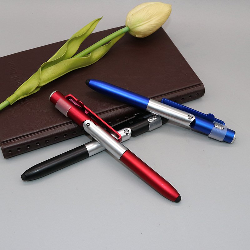 4-in-1 Plastic Multifunctional All-in-One Pen Phone Holder Stylus LED Lamp Ballpoint Pen-for Promotions