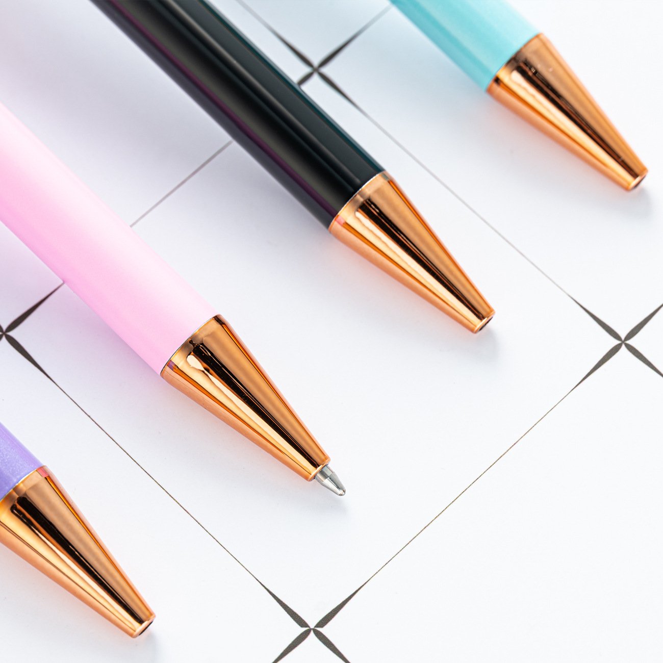 Click Ball Pens Metal Pen Clip Retractable Pen Glitter Ballpoint with Blue Ink Office Supplies Gift